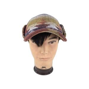 Dorfman Scala Southwestern Aztec Sherpa Fleece Ear Flaps Trapper Hat Beanie OSFA